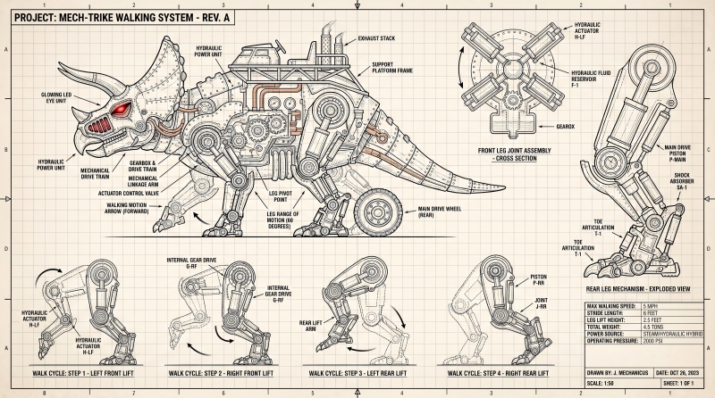 仿真朋克三角龙车夜间效果-主题公园