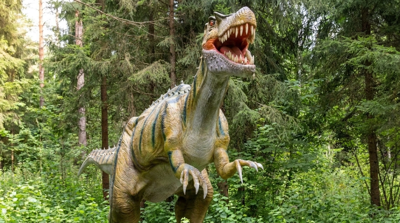 仿真重爪龙捕鱼姿态-白垩纪河流生态场景-自贡仿真恐龙制作