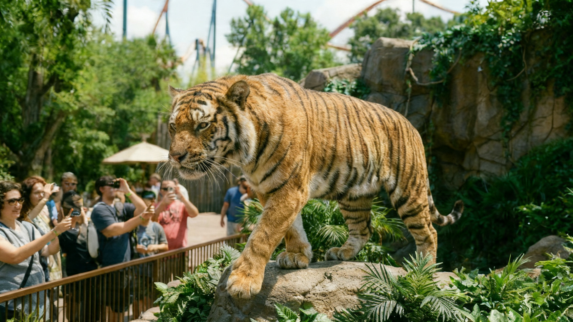 仿真老虎行走姿态-流畅肌肉线条-仿真动物制作工艺