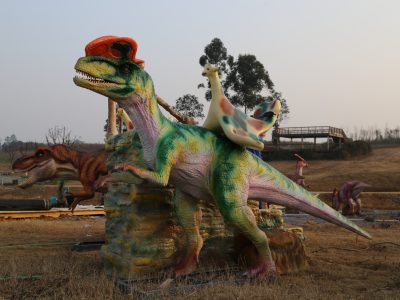 仿真双冠龙骑乘双脊龙互动坐骑儿童恐龙骑乘设备_自贡恐龙厂家汇龙堂 仿真模型 汇龙堂